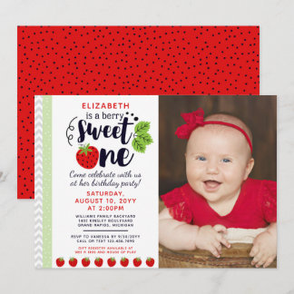 Berry Sweet ONE Strawberry Baby Erstgeburt Einladung