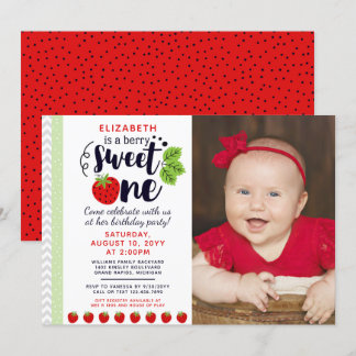 Berry Sweet ONE Strawberry Baby Erstgeburt Einladung