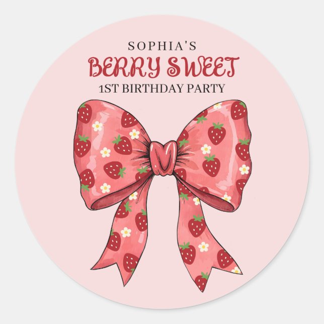 Berry Sweet Party Einladung Runder Aufkleber (Vorderseite)