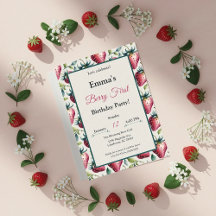 Berry Sweet Pastel Strawberry Green Rahmen Geburts