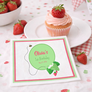 Berry Sweet Personalisierter Erdbeeren Erster Gebu Serviette