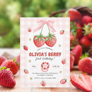 Berry Sweet Pink 1. Geburtstag Party Einladung