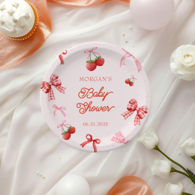 Berry Sweet Pink Coquette Babydusche Pappteller (Von Creator hochgeladen)