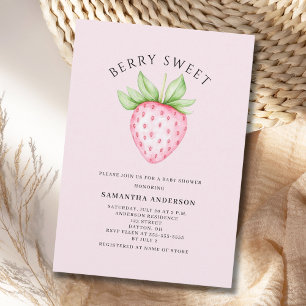 Berry Sweet Pink Erdbeermädchen Baby Shower Einladung