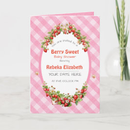Berry Sweet Pink Gingham Baby Shower Einladung