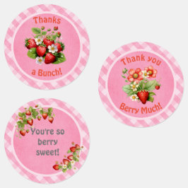 Berry Sweet Pink Gingham Baby Shower  Etiketten