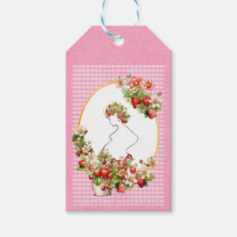Berry Sweet Pink Gingham Baby Shower Geschenkanhänger