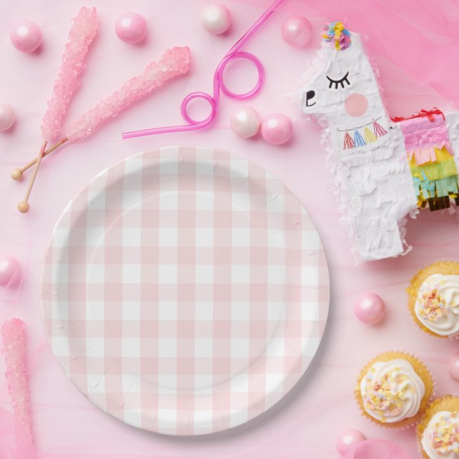 Berry Sweet Pink Gingham Birthday Party Pappteller (Party)