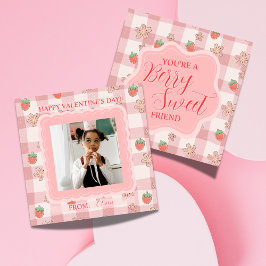 Berry Sweet Pink Gingham Valentines Classroom Card Mitteilungskarte