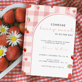 Berry Sweet Pink Strawberry Coquette Babydusche Einladung
