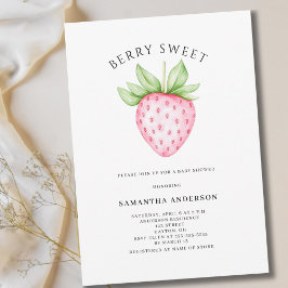 Berry Sweet Pink Strawberry Girl Babydusche Einladung