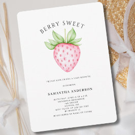 Berry Sweet Pink Strawberry Watercolor Babydusche Einladung