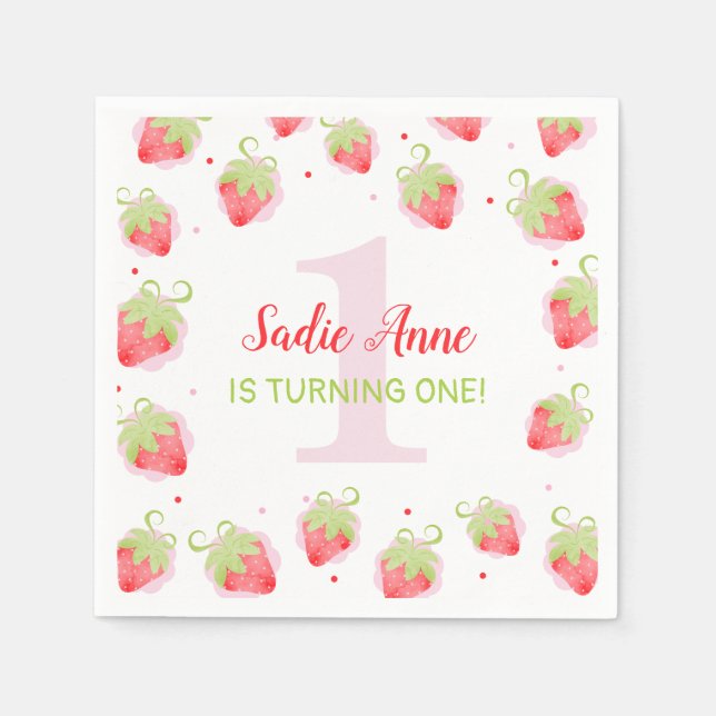 Berry Sweet Red Berries Strawberry Birthday Serviette (Vorderseite)
