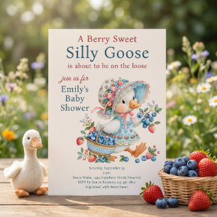 Berry Sweet Silly Goose Beeren Baby Shower Creme Einladung