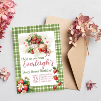 Berry Sweet Sommer Erdbeere Geburtstag Einladung