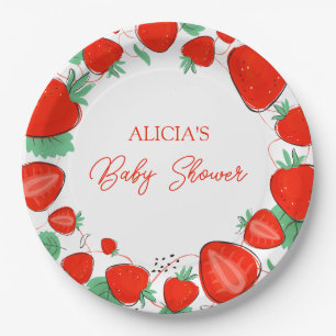 Berry Sweet Strawberries Girl Baby Dusche Pappteller