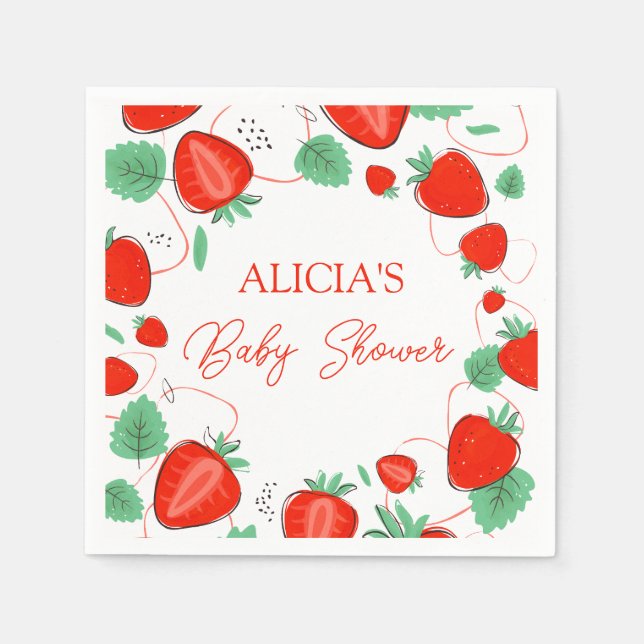 Berry Sweet Strawberries Girl Baby Dusche Serviette (Vorderseite)