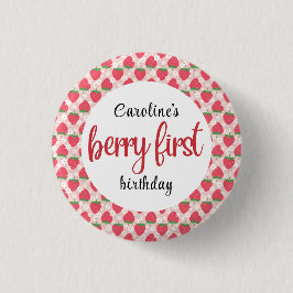 Berry Sweet Strawberry 1. Geburtstag Party Button