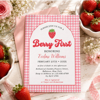 Berry Sweet Strawberry 1. Geburtstag Party Einladung