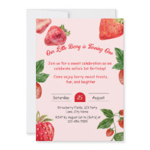 Berry Sweet Strawberry 1er anniversaire Invitation