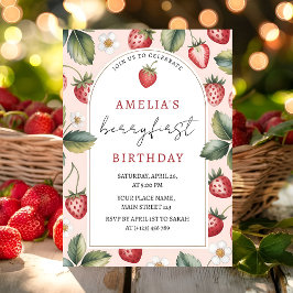 Berry Sweet Strawberry 1st Birthday Party Einladung