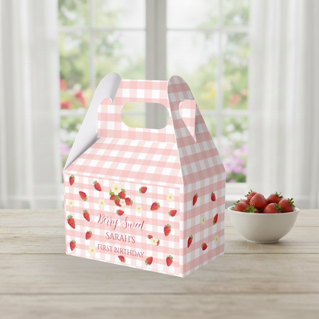 Berry Sweet Strawberry 1st Birthday Party Gift  Geschenkschachtel (Berry Sweet Strawberry 1st Birthday Party Gift Favor Boxes)