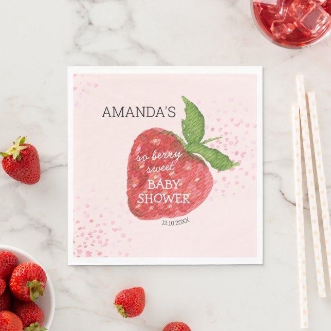 Berry Sweet Strawberry Baby Dusche Begrüßungszeich Serviette (Beispiel)