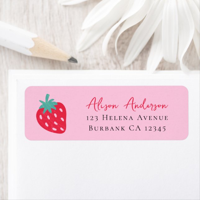 Berry Sweet Strawberry Baby Dusche Rücksendeadress (Insitu)