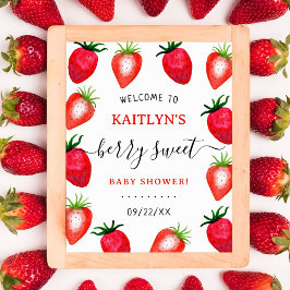 Berry Sweet Strawberry Baby Dusche Willkommen Poster