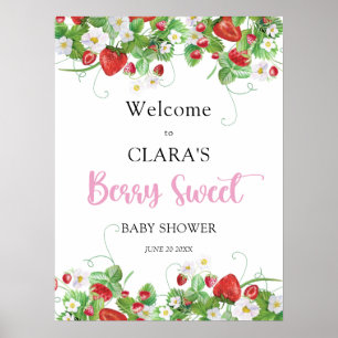 Berry Sweet Strawberry Baby Dusche Willkommen Poster