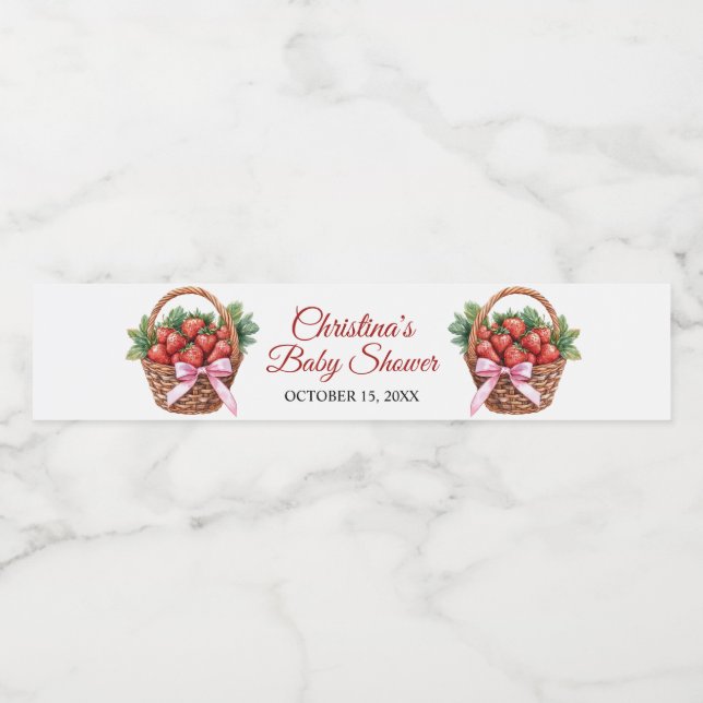 Berry Sweet Strawberry Baby Shower (Einzelnes Label)