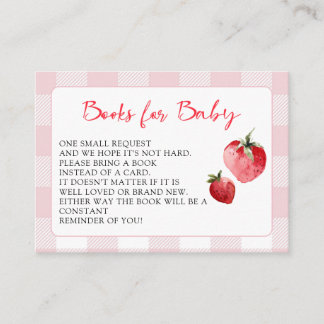 Berry Sweet Strawberry Baby Shower Book Request Begleitkarte