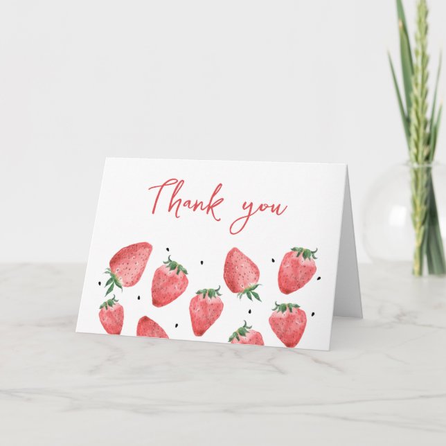 Berry Sweet Strawberry Baby Shower Dankeskarte (Vorderseite)