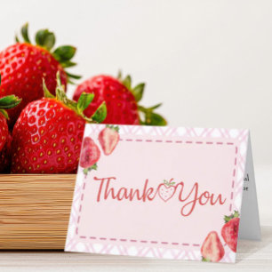 Berry Sweet Strawberry Baby Shower Dankeskarte