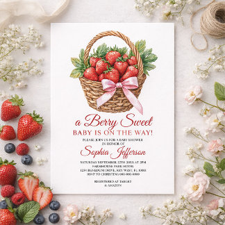 Berry Sweet Strawberry Baby Shower Einladung