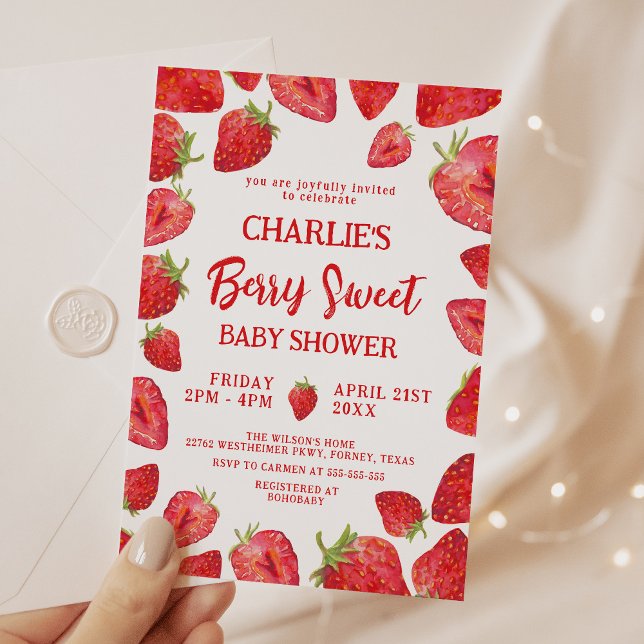Berry Sweet Strawberry Baby Shower Einladung (Von Creator hochgeladen)