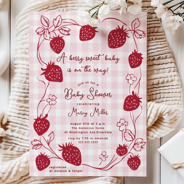 Berry Sweet Strawberry Baby Shower Einladung (Von Creator hochgeladen)