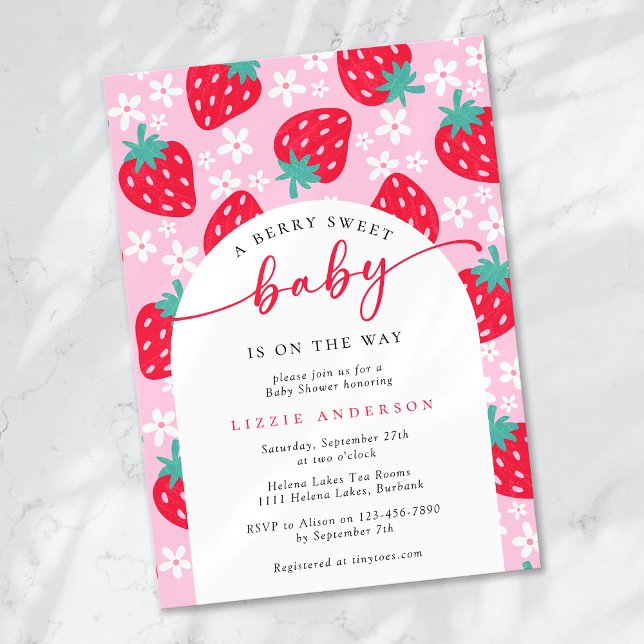 Berry Sweet Strawberry Baby Shower Einladung (Von Creator hochgeladen)