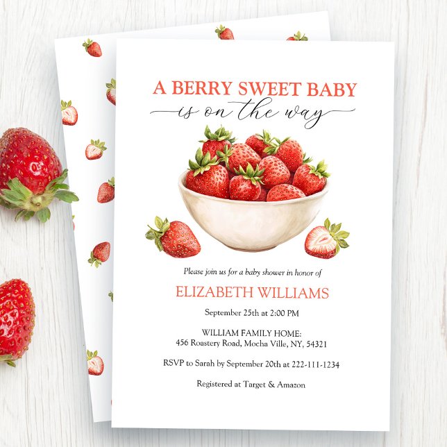 Berry Sweet Strawberry Baby Shower Einladung (Von Creator hochgeladen)