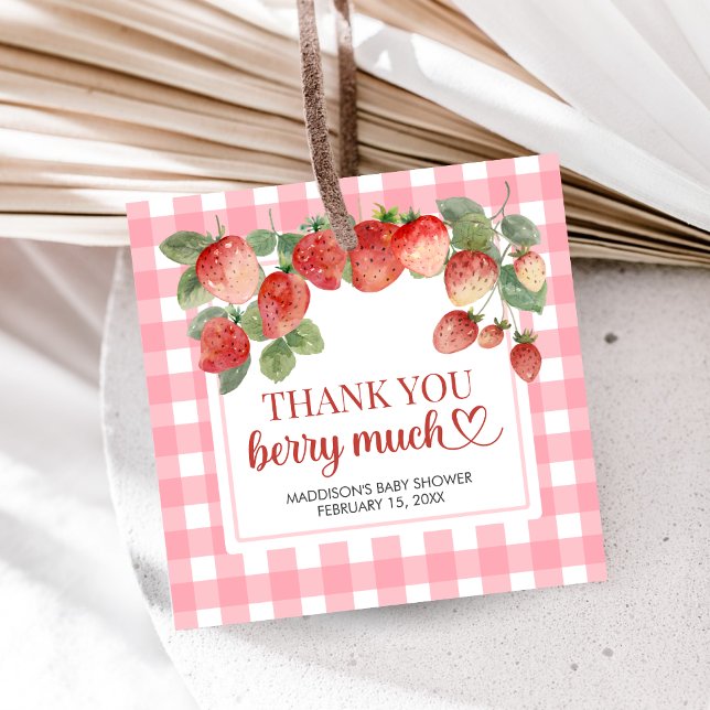 Berry Sweet Strawberry Baby Shower Geschenkanhänger (Strawberry Baby Shower Favor Tags)