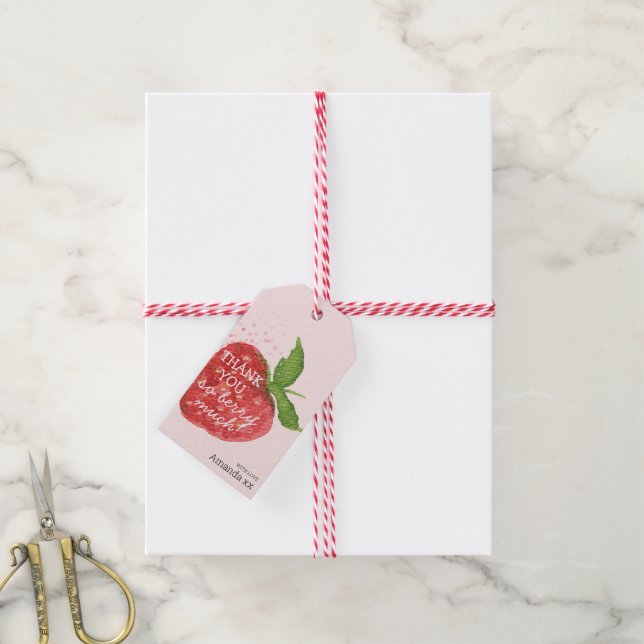 Berry Sweet Strawberry Baby Shower Geschenkanhänger (Mit Garn)