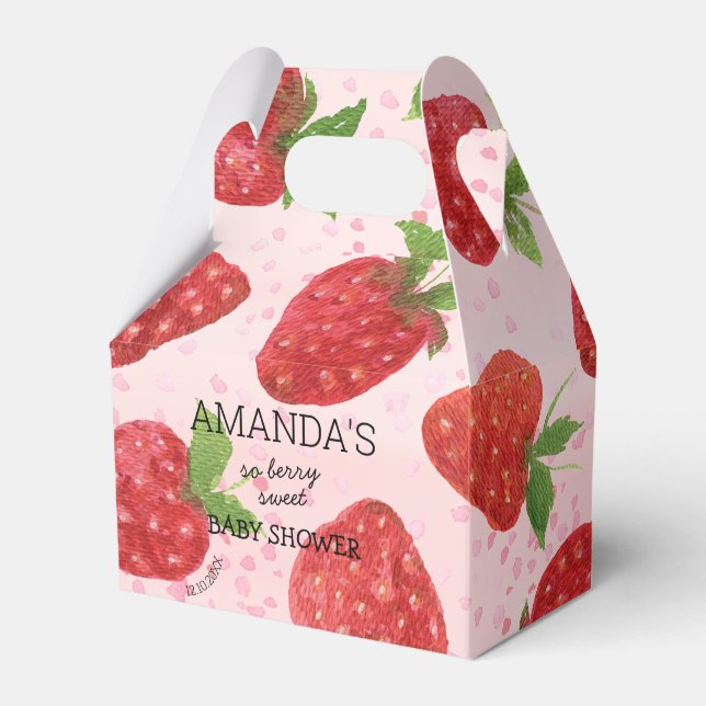 Berry Sweet Strawberry Baby Shower Geschenkschachtel (Vorderseite)