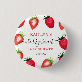 Berry Sweet Strawberry Baby Shower Gevor Button