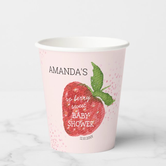 Berry Sweet Strawberry Baby Shower Pappbecher (Vorderseite)