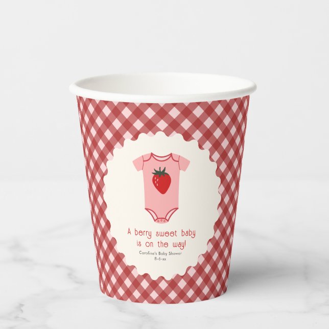 Berry Sweet Strawberry Baby Shower Pappbecher (Vorderseite)