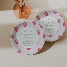 Berry Sweet Strawberry Baby Shower Pappteller