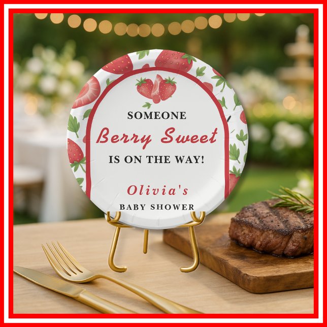 Berry Sweet Strawberry Baby Shower Pappteller (Von Creator hochgeladen)