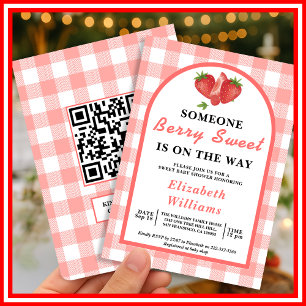 Berry Sweet Strawberry Baby Shower   QR Antwort Einladung