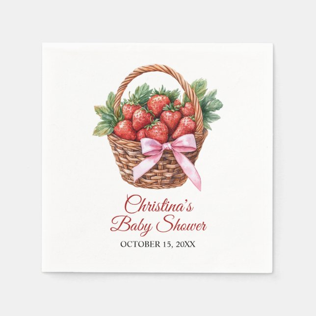 Berry Sweet Strawberry Baby Shower Serviette (Vorderseite)