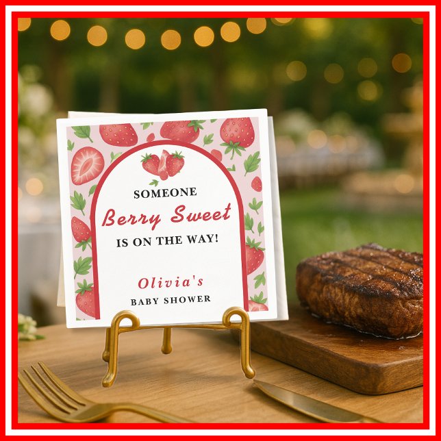 Berry Sweet Strawberry Baby Shower Serviette (Von Creator hochgeladen)